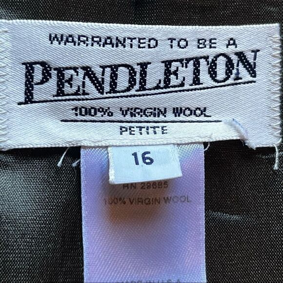 Pendleton Petite Skirt and Jacket set dark green Size 16 Wool padded shoulders - Picture 6 of 15